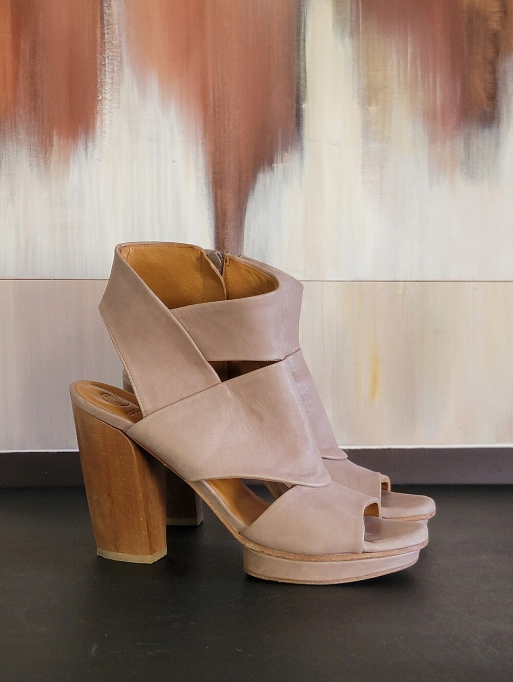 Coclico Unicorn Strappy Block Heel Leather Square Toe Sandals Women's EU 38